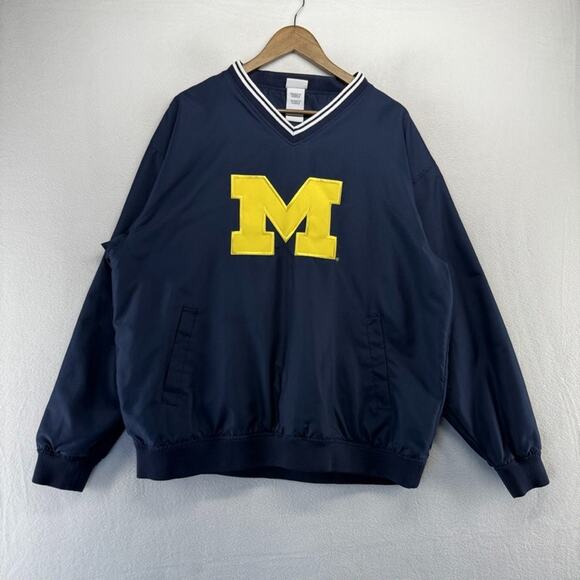 Vintage Michigan Wolverines Windbreaker Jacket Men's Large Blue Embroidered y2k - Picture 1 of 8
